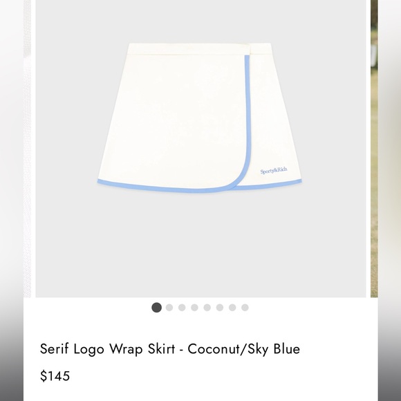 Sporty & Rich Serif Wrap Skirt - Coconut / Sky Blue - Picture 1 of 7